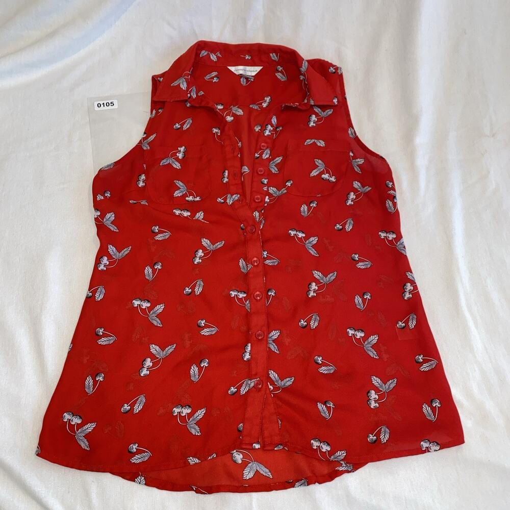 Sleeveless Cherry Print Blouse Small Christopher & Banks